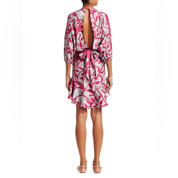 Johanna Ortiz Lady Marmalade 100% Silk Floral Mini Dress w/Sash & Flower Size 6 - Picture 3 of 16